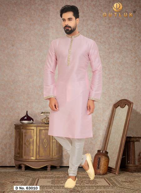 Light Pink Colour Outluk Vol 63 Traditional Wear Heavy Latest Kurta Pajama Mens Collection 63010